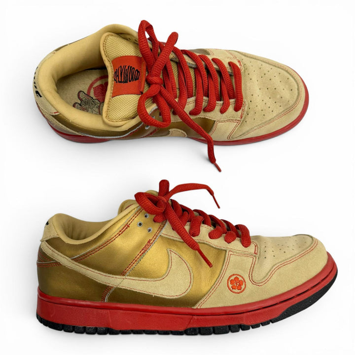 未使用品▼NIKE ナイキ 304292-771 NIKE DUNKLOW PRO SB Moneycat スウェード レザー ローカットスニーカー ベージュ ゴールド 27.5 箱付
