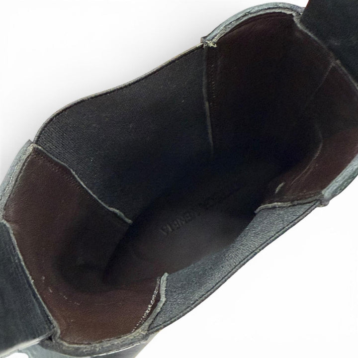 極美品▼BOTTEGAVENETA ボッテガヴェネタ 630297 レザー サイドゴア タイヤチェルシーブーツ ブラック オレンジ 41 イタリア製 メンズ
