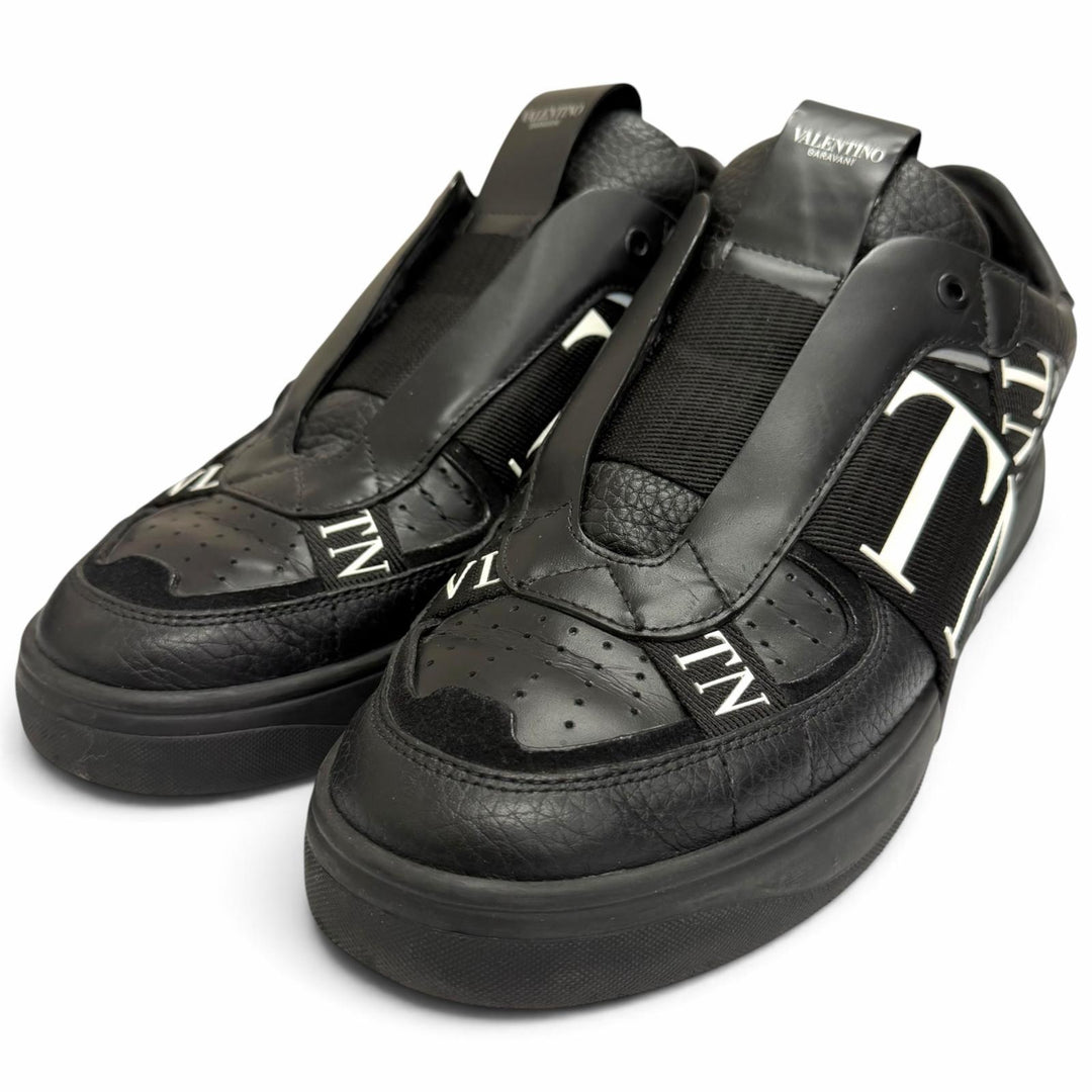 【ドンドン見直し】美品□Valentino Garavani ヴァレンティノガラヴァーニ レザー VLTNロゴ スリッポン スニーカー ブラック 41 伊製