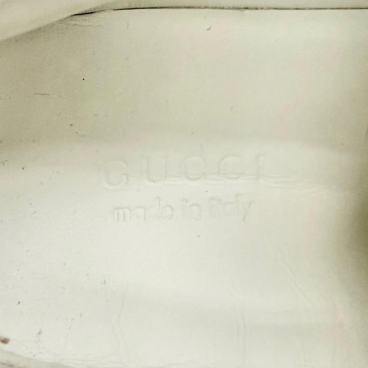 美品△GUCCI グッチ 805708 ロゴ プラットフォーム ウェーブ レザー スニーカー ホワイト 36.5 イタリア製 レディース 保存袋付き