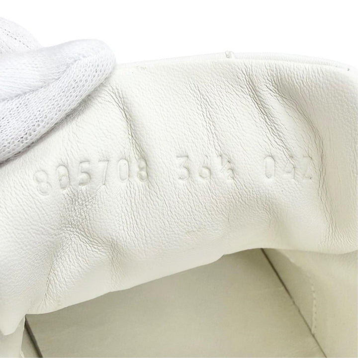 美品△GUCCI グッチ 805708 ロゴ プラットフォーム ウェーブ レザー スニーカー ホワイト 36.5 イタリア製 レディース 保存袋付き