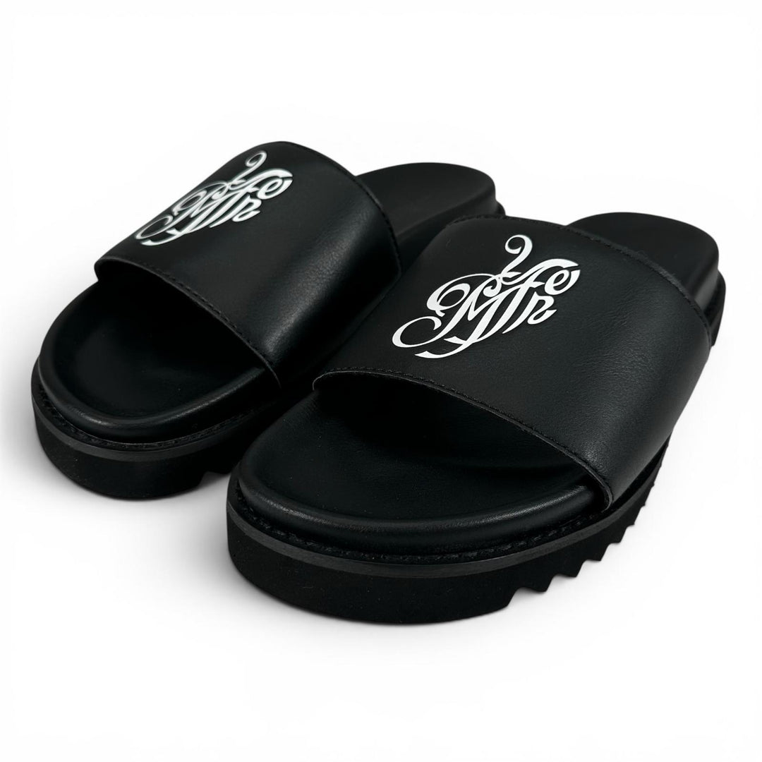 未使用品▲MYne マイン G08FW701 logo Slide Sandal ロゴスライドサンダル シャワー サンダル ブラック 40 レディース 箱付き
