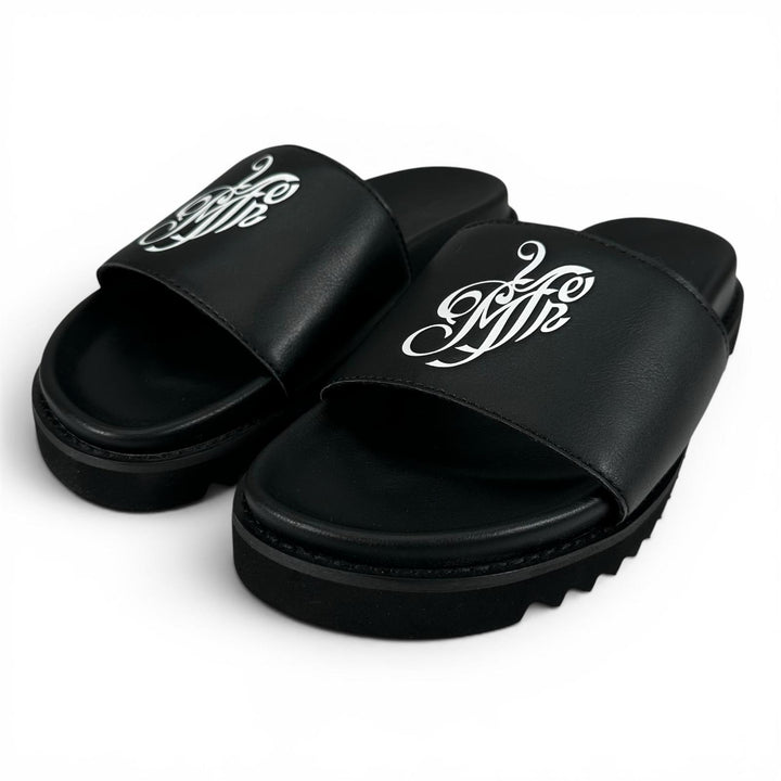 未使用品▲MYne マイン G08FW701 logo Slide Sandal ロゴスライドサンダル シャワー サンダル ブラック 40 レディース 箱付き