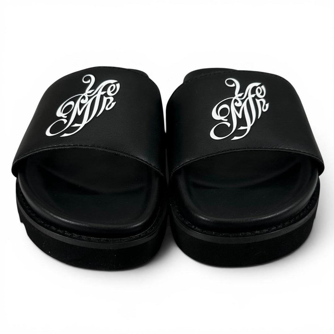 未使用品▲MYne マイン G08FW701 logo Slide Sandal ロゴスライドサンダル シャワー サンダル ブラック 40 レディース 箱付き