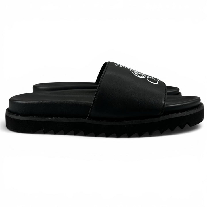 未使用品▲MYne マイン G08FW701 logo Slide Sandal ロゴスライドサンダル シャワー サンダル ブラック 40 レディース 箱付き