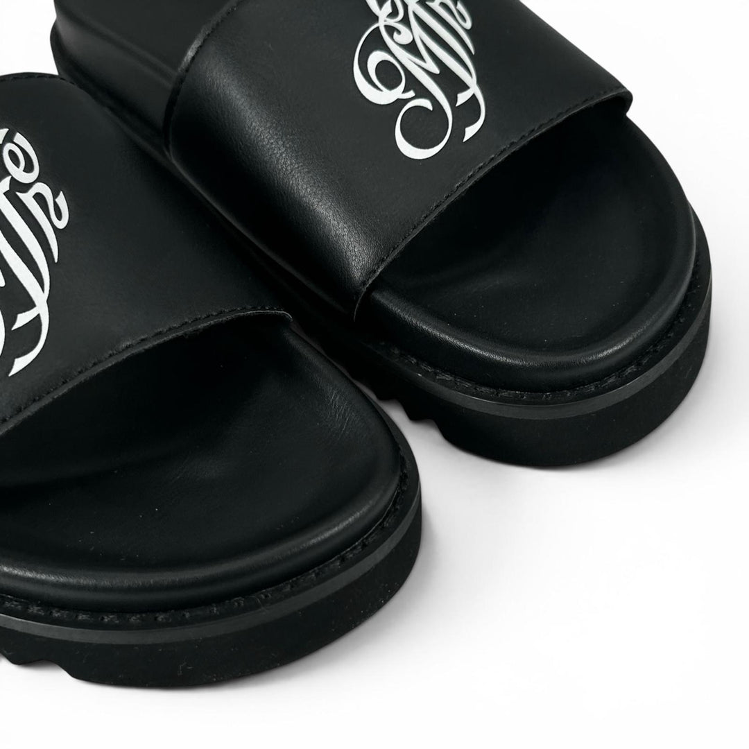 未使用品▲MYne マイン G08FW701 logo Slide Sandal ロゴスライドサンダル シャワー サンダル ブラック 40 レディース 箱付き