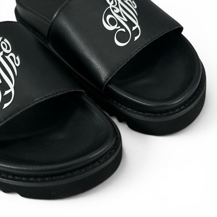未使用品▲MYne マイン G08FW701 logo Slide Sandal ロゴスライドサンダル シャワー サンダル ブラック 40 レディース 箱付き