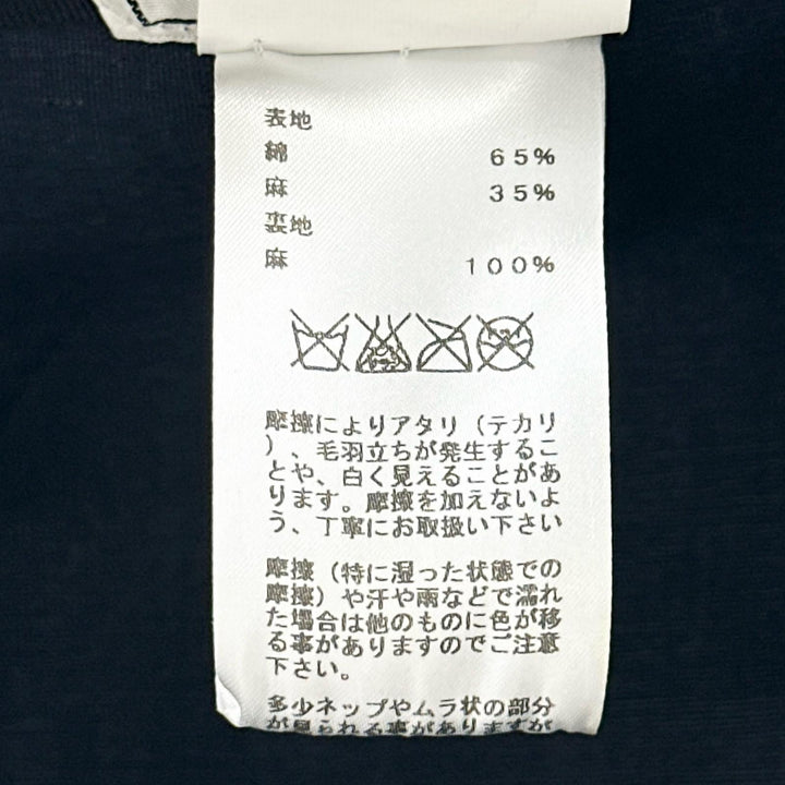 極美品▲HERMES エルメス コットン リネン Hロゴ刺繍 中折れ ハット 帽子 インディゴブルー 60 フランス製 正規品 メンズ 箱付き