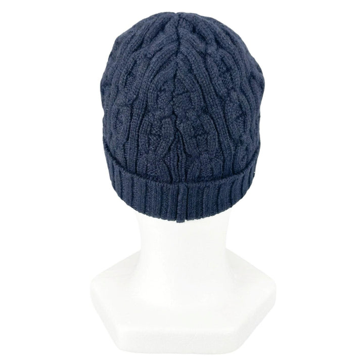 美品▲HERMES エルメス H202070N トリ・マイヨン カシミヤ100% ニットキャップ 帽子 ネイビーブルー M イタリア製 正規品 メンズ
