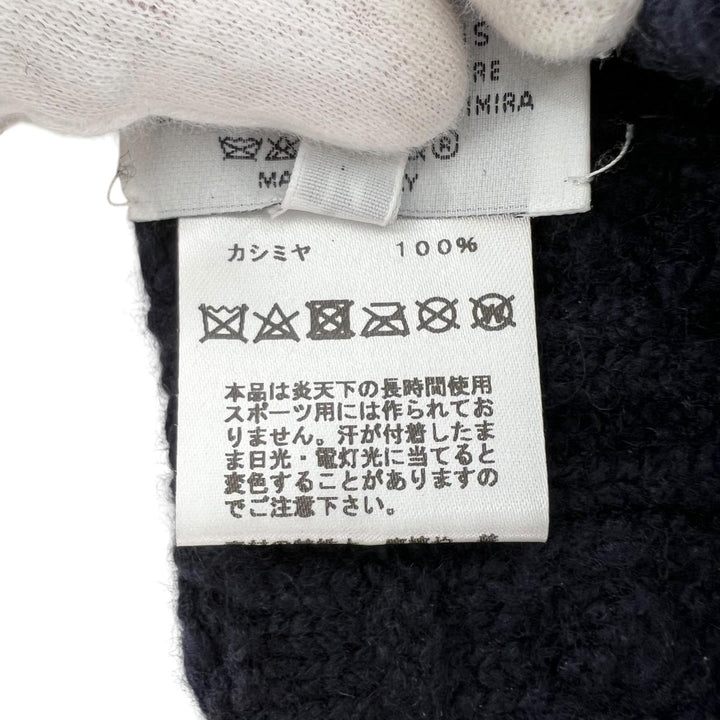 美品▲HERMES エルメス H202070N トリ・マイヨン カシミヤ100% ニットキャップ 帽子 ネイビーブルー M イタリア製 正規品 メンズ