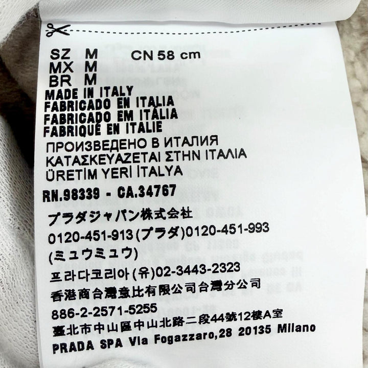 極美品△Miu Miu ミュウ ミュウ 2023年製 5HC196 2F7T ロゴ金具 シープスキン ボア バケットハット 帽子 アイボリー M イタリア製 正規品
