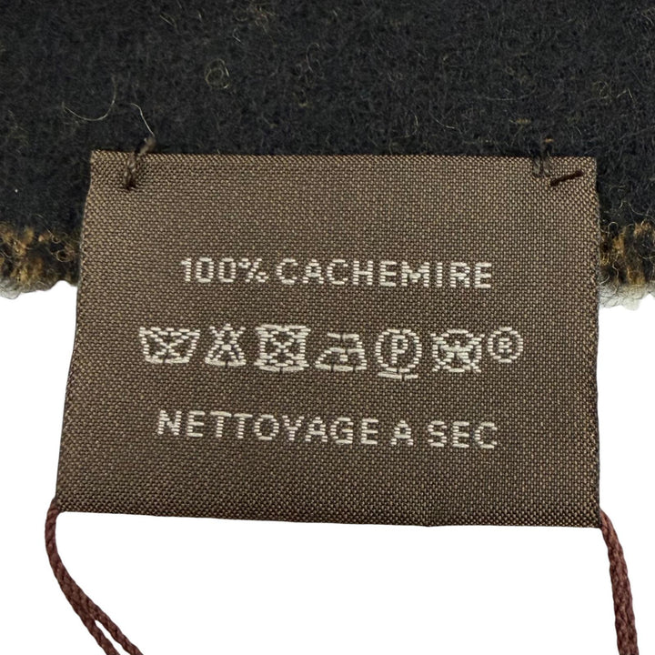 未使用品▼HERMES エルメス カシミヤ100% フリンジ付き バイカラー ストール マフラー ブラック イエロー 英国製 メンズ レディース