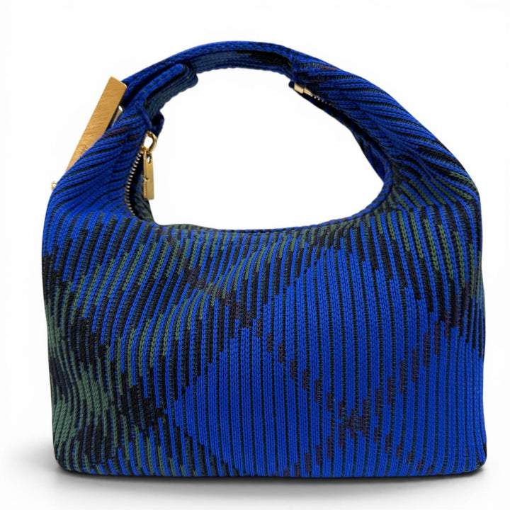 未使用品☆BURBERRY バーバリー 8082419 ミニ ペグ ダッフルバッグ キャンバス ハンドバッグ ブルー ゴールド金具 イタリア製 保存袋付き