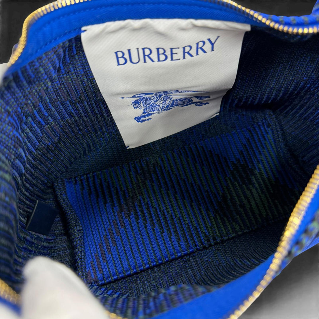未使用品☆BURBERRY バーバリー 8082419 ミニ ペグ ダッフルバッグ キャンバス ハンドバッグ ブルー ゴールド金具 イタリア製 保存袋付き