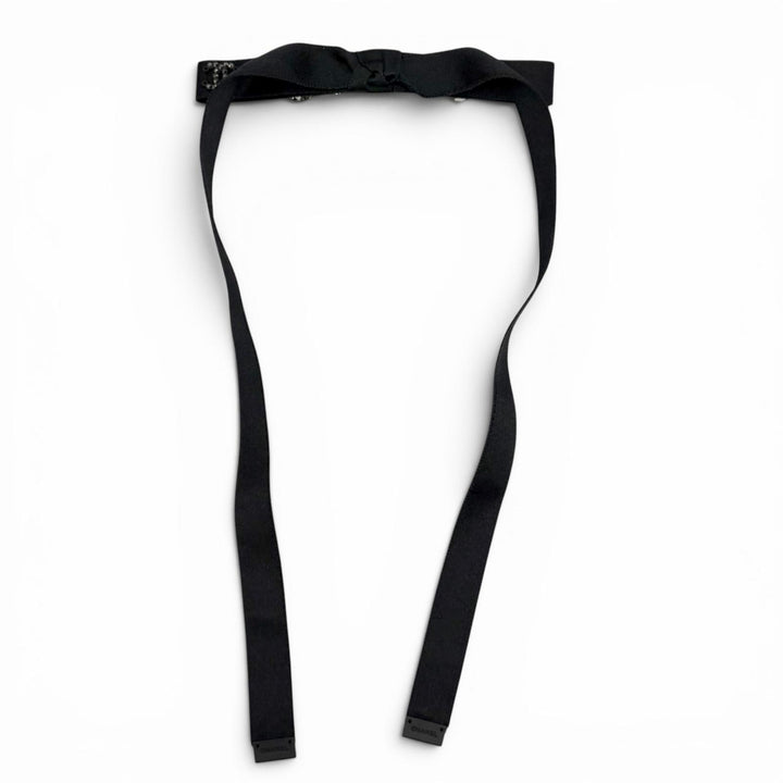 未使用品★CHANEL シャネル 24B AAA428 シルク100％ ラインストーン ココマーク ボウバレッタ リボンバレッタ ヘアクリップ 黒 箱付