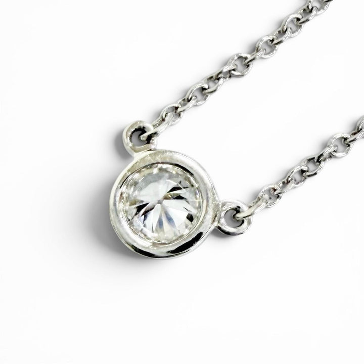 美品△TIFFANY&amp;Co. ティファニー バイザヤード PT950 1Pダイヤ 枠直径約5.0mm 約0.18ct ネックレス アクセサリー プラチナ 重量2.42g
