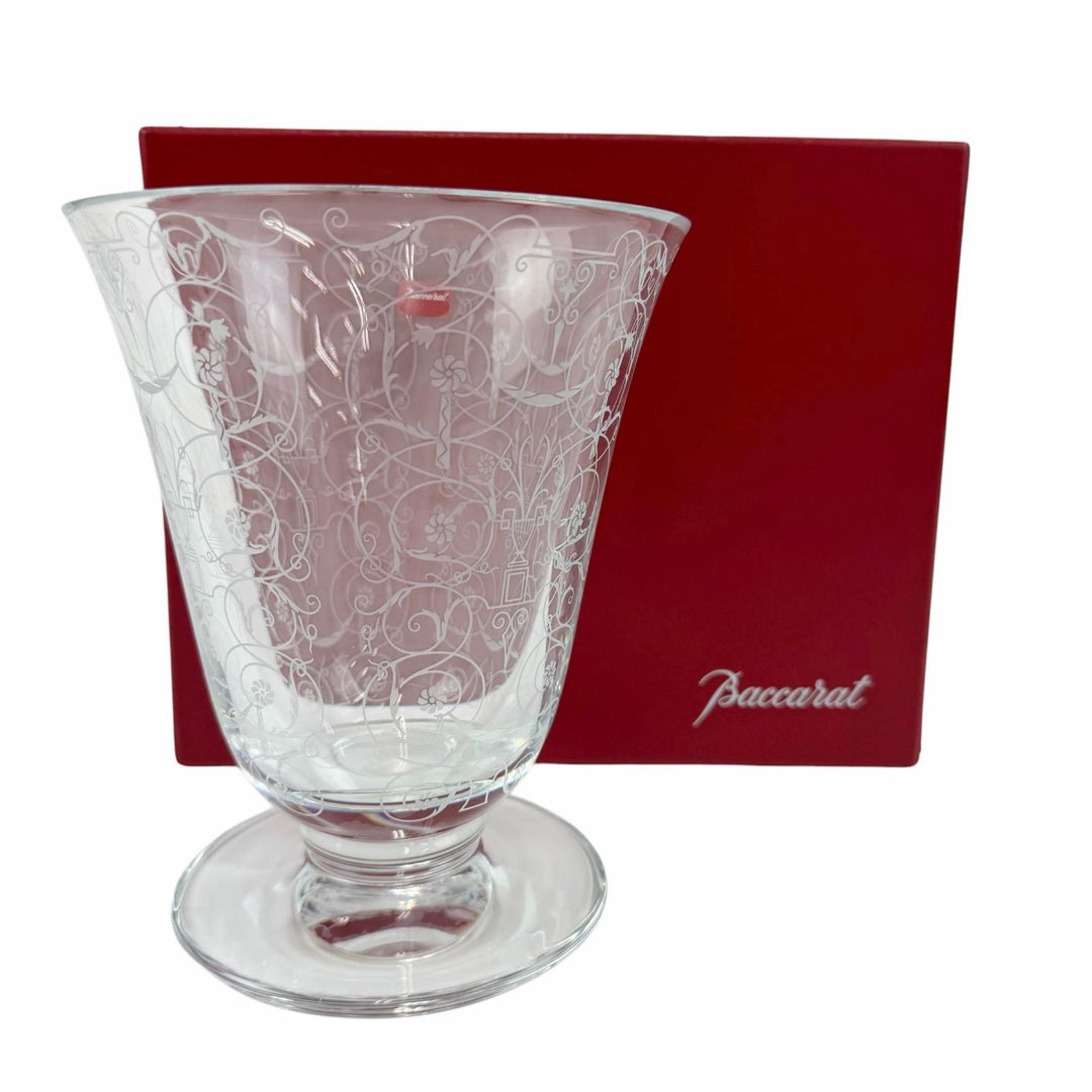 未使用品☆Baccarat バカラ ミケランジェロ フラワーベース 大型グラス ポット 花柄アラベスク フランスアンティーク 花瓶 クリスタル