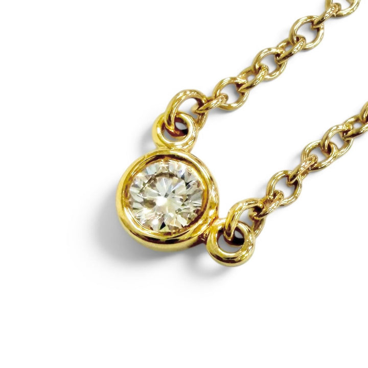 美品△TIFFANY&amp;Co. ティファニー バイザヤード 750 YG 1Pダイヤ 直径約3.4mm 約0.03ct ネックレス イエローゴールド 重量1.8g レディース