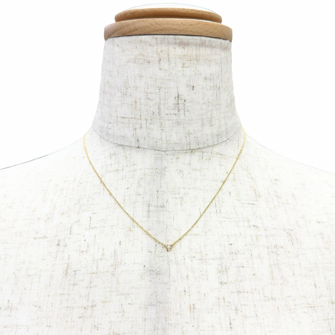 美品△TIFFANY&amp;Co. ティファニー バイザヤード 750 YG 1Pダイヤ 直径約3.4mm 約0.03ct ネックレス イエローゴールド 重量1.8g レディース