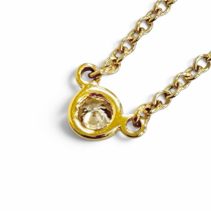 美品△TIFFANY&amp;Co. ティファニー バイザヤード 750 YG 1Pダイヤ 直径約3.4mm 約0.03ct ネックレス イエローゴールド 重量1.8g レディース