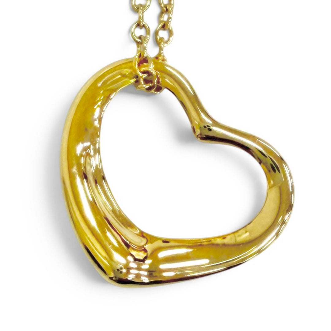 極美品△TIFFANY&amp;Co. ティファニー オープンハート ペンダント ネックレス 750 YG イエローゴールド スペイン製 重量2.96g レディース