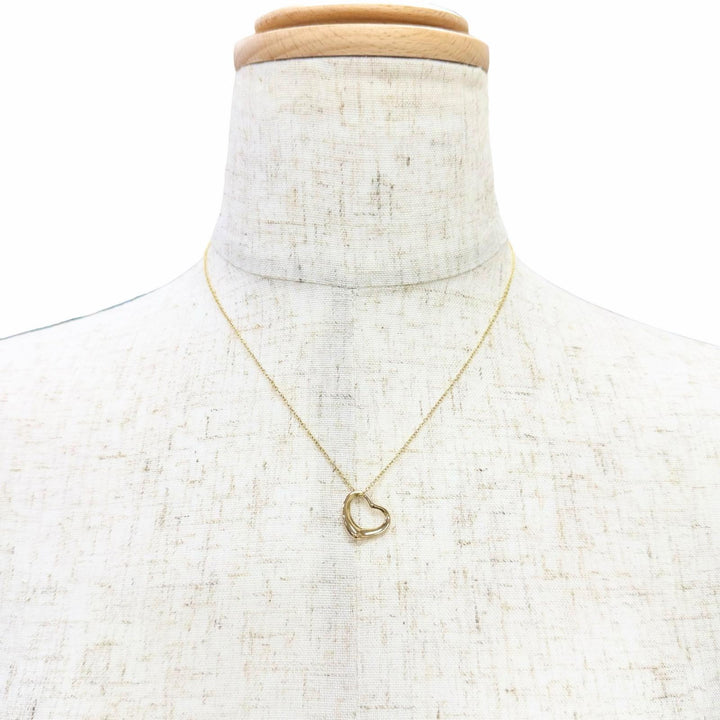 極美品△TIFFANY&amp;Co. ティファニー オープンハート ペンダント ネックレス 750 YG イエローゴールド スペイン製 重量2.96g レディース