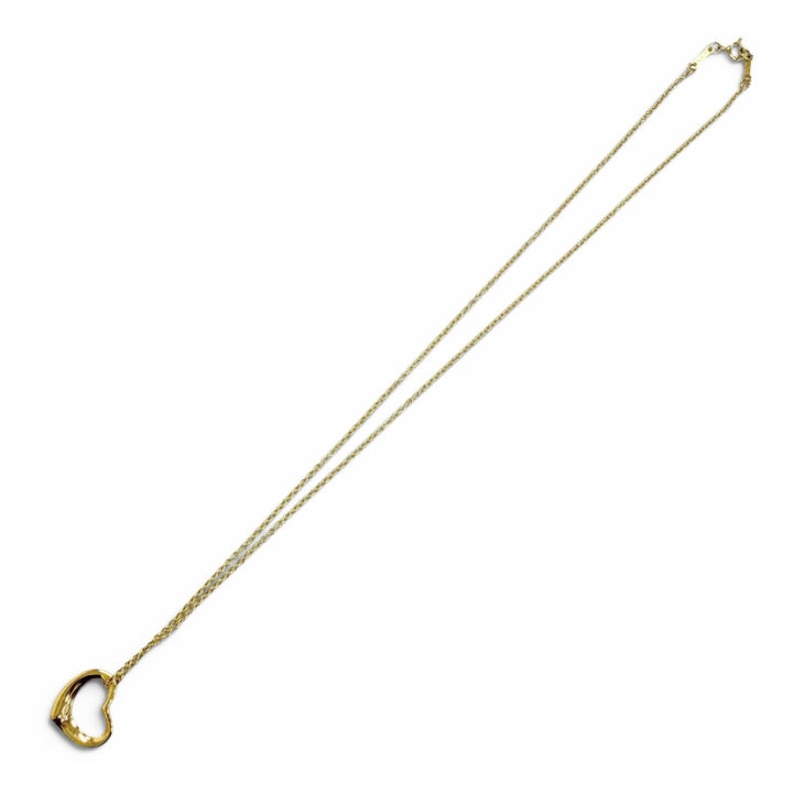 極美品△TIFFANY&amp;Co. ティファニー オープンハート ペンダント ネックレス 750 YG イエローゴールド スペイン製 重量2.96g レディース