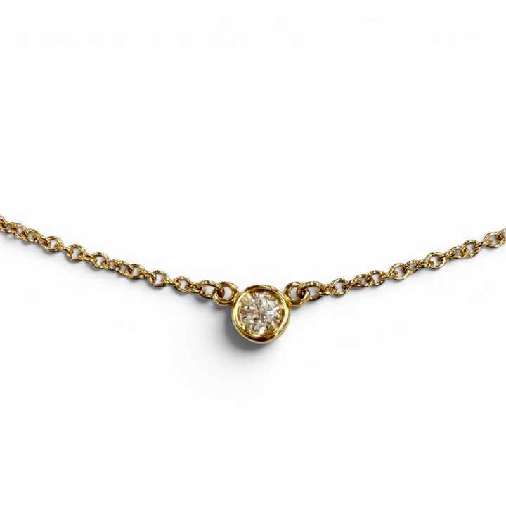 美品◇TIFFANY&amp;Co. ティファニー バイザヤード エルサペレッティ 750(YG) ダイヤ1P 約0.03ct 直径3.4mm ネックレス 重量1.76g レディース