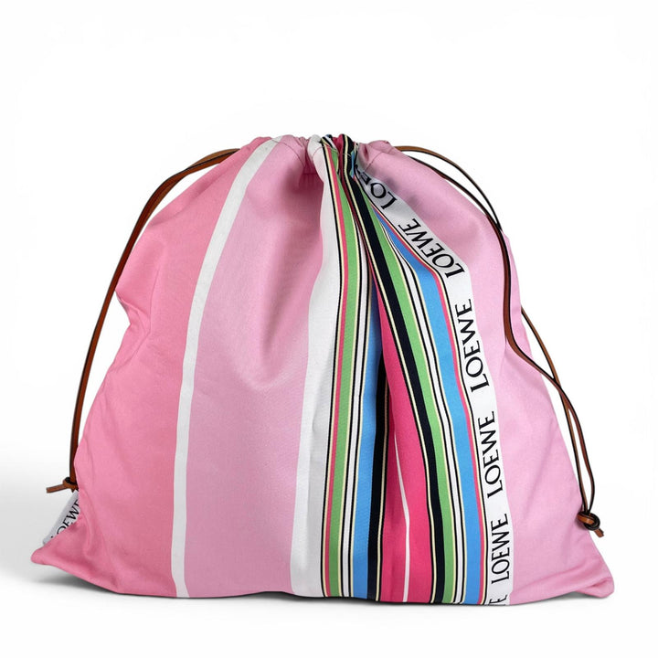 極美品▲LOEWE ロエベ 329.51.V83 ドローストリング ポーチ ストライプ柄 巾着バッグ ポーチ マルチカラー ポルトガル製 レディース