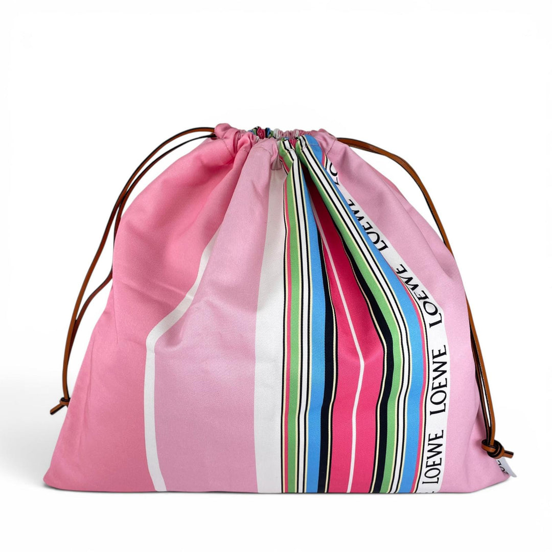 極美品▲LOEWE ロエベ 329.51.V83 ドローストリング ポーチ ストライプ柄 巾着バッグ ポーチ マルチカラー ポルトガル製 レディース