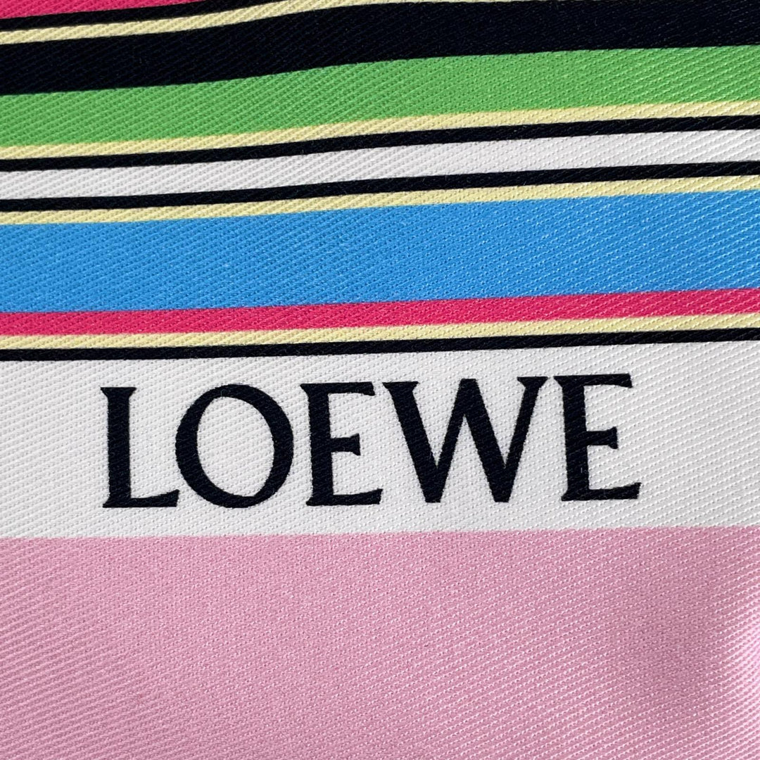 極美品▲LOEWE ロエベ 329.51.V83 ドローストリング ポーチ ストライプ柄 巾着バッグ ポーチ マルチカラー ポルトガル製 レディース