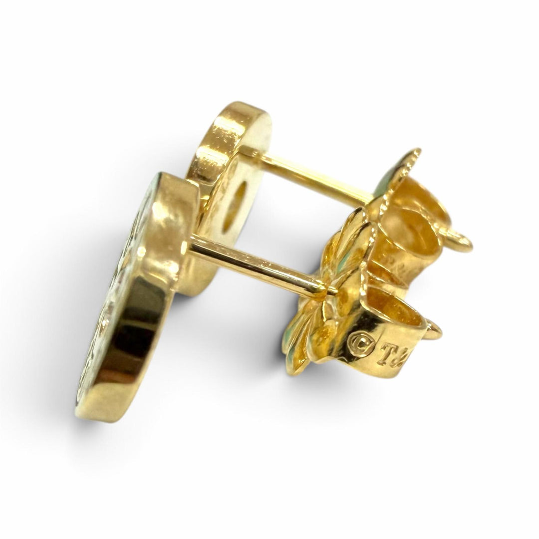 極美品□TIFFANY&amp;Co. ティファニー AU750 1Pダイヤモンド 1837 サークル ピアス イエローゴールド イタリア製 重量2.51g レディース 箱付