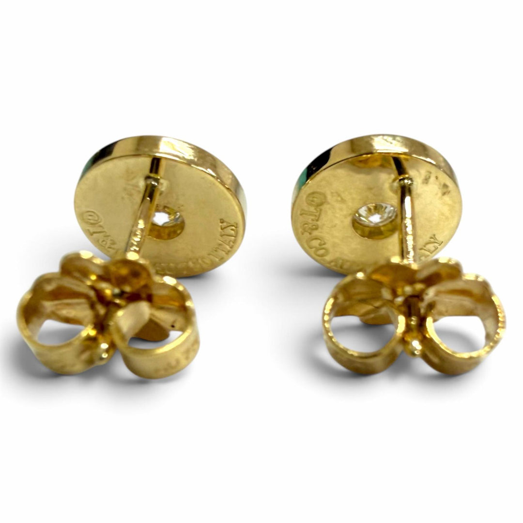 極美品□TIFFANY&amp;Co. ティファニー AU750 1Pダイヤモンド 1837 サークル ピアス イエローゴールド イタリア製 重量2.51g レディース 箱付