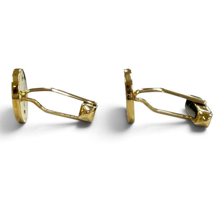 美品▼BVLGARI ブルガリ ブルガリブルガリ 750(YG) オニキス カフスボタン カフリンクス イエローゴールド ブラック 重量10.54g 箱付き