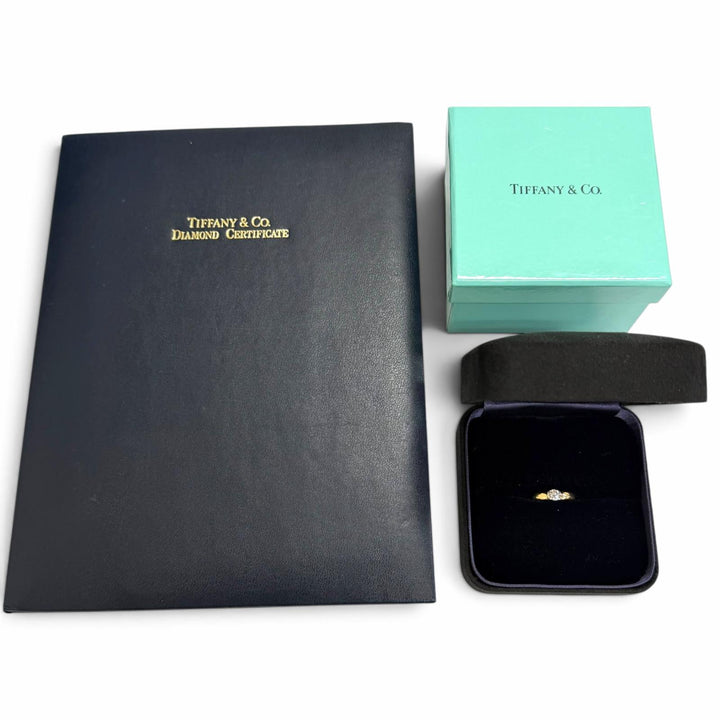 極美品□TIFFANY&amp;Co. ティファニー 750 PT950 0.27 H VVS1 VG NONE T95266 リング 指輪 イエローゴールド JP9号 重量4.01g レディース