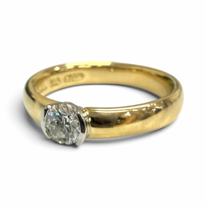 極美品□TIFFANY&amp;Co. ティファニー 750 PT950 0.27 H VVS1 VG NONE T95266 リング 指輪 イエローゴールド JP9号 重量4.01g レディース