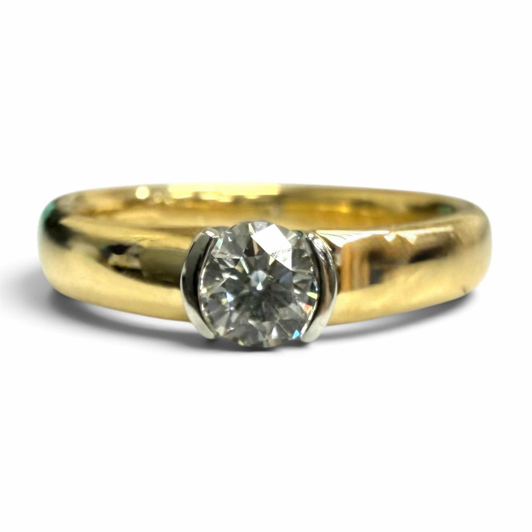 極美品□TIFFANY&amp;Co. ティファニー 750 PT950 0.27 H VVS1 VG NONE T95266 リング 指輪 イエローゴールド JP9号 重量4.01g レディース