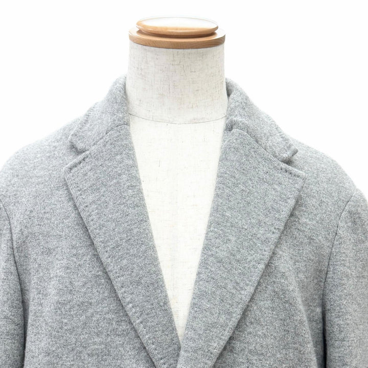 極美品△Ermenegildo Zegna エルメネジルド ゼニア 4EBCS0 カシミヤ ウール JERSEYWEAR レザートリム 中綿入 チェスターコート 48 正規品