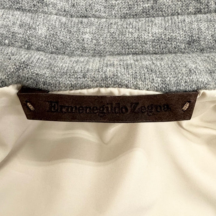 極美品△Ermenegildo Zegna エルメネジルド ゼニア 4EBCS0 カシミヤ ウール JERSEYWEAR レザートリム 中綿入 チェスターコート 48 正規品