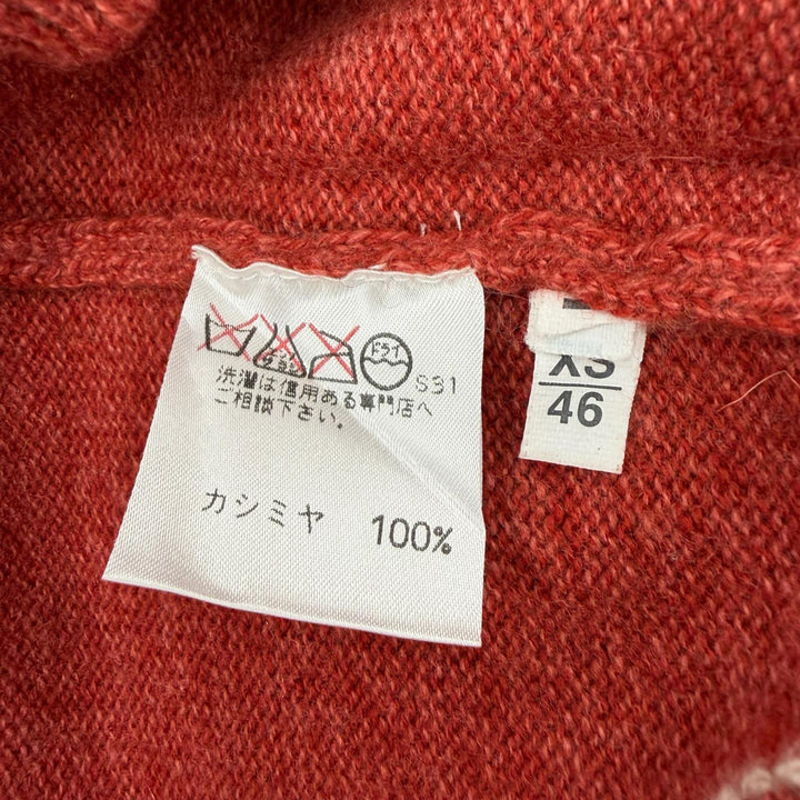 極美品▼Loro Piana ロロピアーナ カシミヤ100% アーガイル柄 プルオーバー ポロニット セーター レッド 46 イタリア製 正規品 メンズ