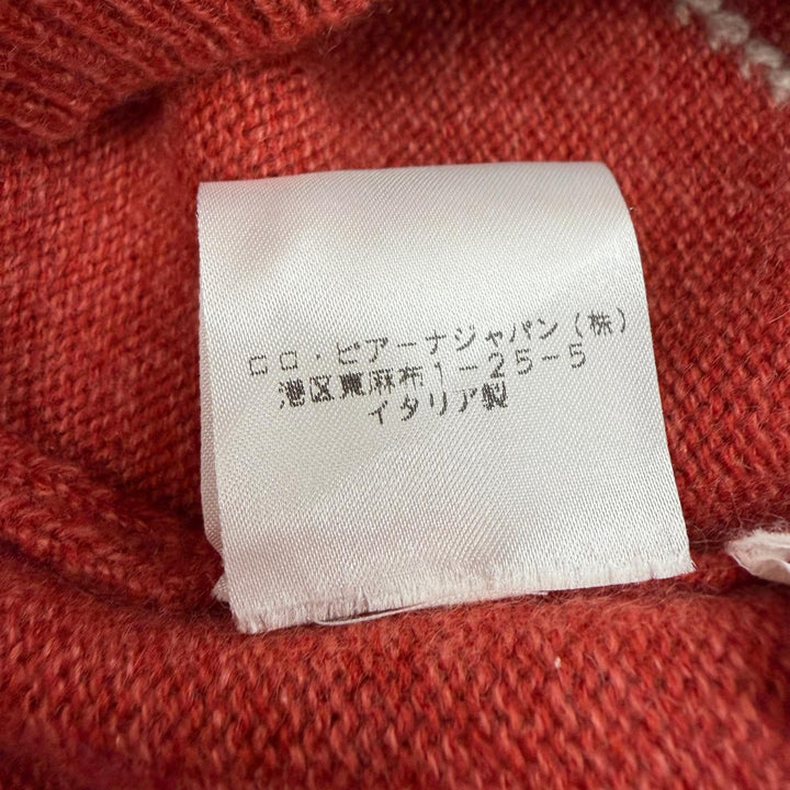 極美品▼Loro Piana ロロピアーナ カシミヤ100% アーガイル柄 プルオーバー ポロニット セーター レッド 46 イタリア製 正規品 メンズ