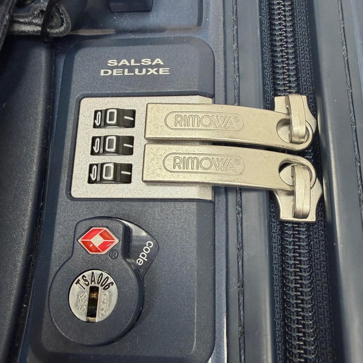 美品▼RIMOWA リモワ 830.40.12.2 サルサ デラックス ポリカーボネート TSAロック搭載 2輪 ビジネストローリー キャリーバッグ ネイビー