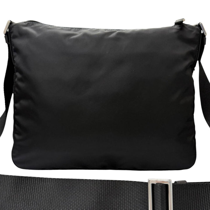 美品□PRADA プラダ 1BC421 レザー使い Re-Nylon トライアングルロゴ ポーチ付き 斜め掛け ショルダーバッグ ブラック イタリア製 メンズ