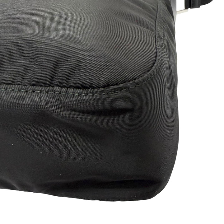 美品□PRADA プラダ 1BC421 レザー使い Re-Nylon トライアングルロゴ ポーチ付き 斜め掛け ショルダーバッグ ブラック イタリア製 メンズ