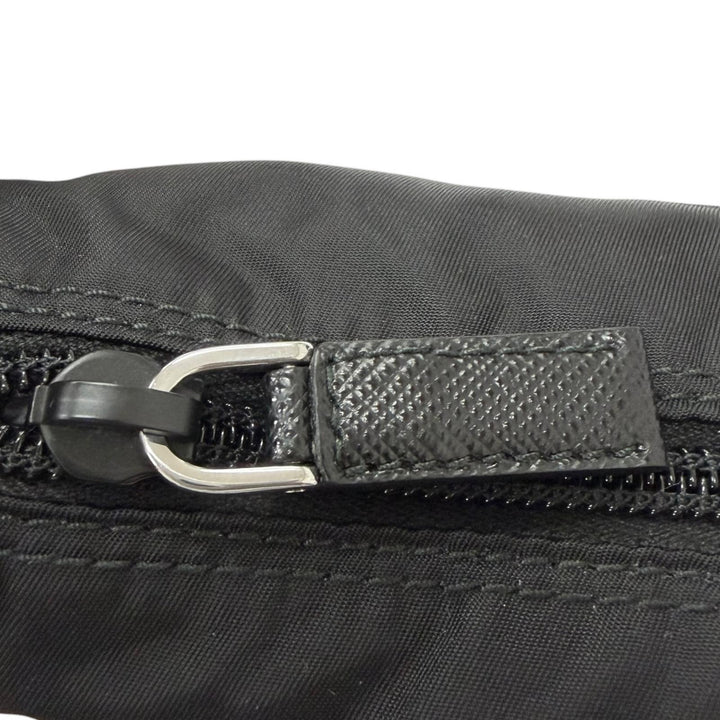 美品□PRADA プラダ 1BC421 レザー使い Re-Nylon トライアングルロゴ ポーチ付き 斜め掛け ショルダーバッグ ブラック イタリア製 メンズ