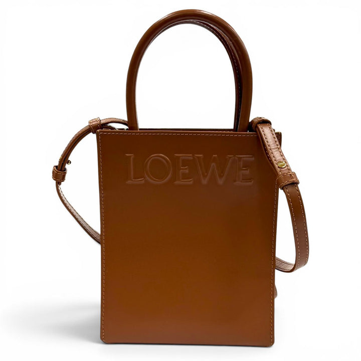 良品★LOEWE ロエベ A933S30X01 スタンダード A5 トート タン レザー 2WAY ショルダーバッグ トートバッグ スペイン製 レディース