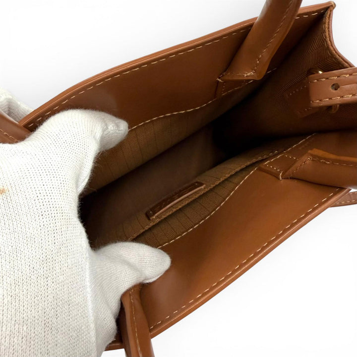 良品★LOEWE ロエベ A933S30X01 スタンダード A5 トート タン レザー 2WAY ショルダーバッグ トートバッグ スペイン製 レディース