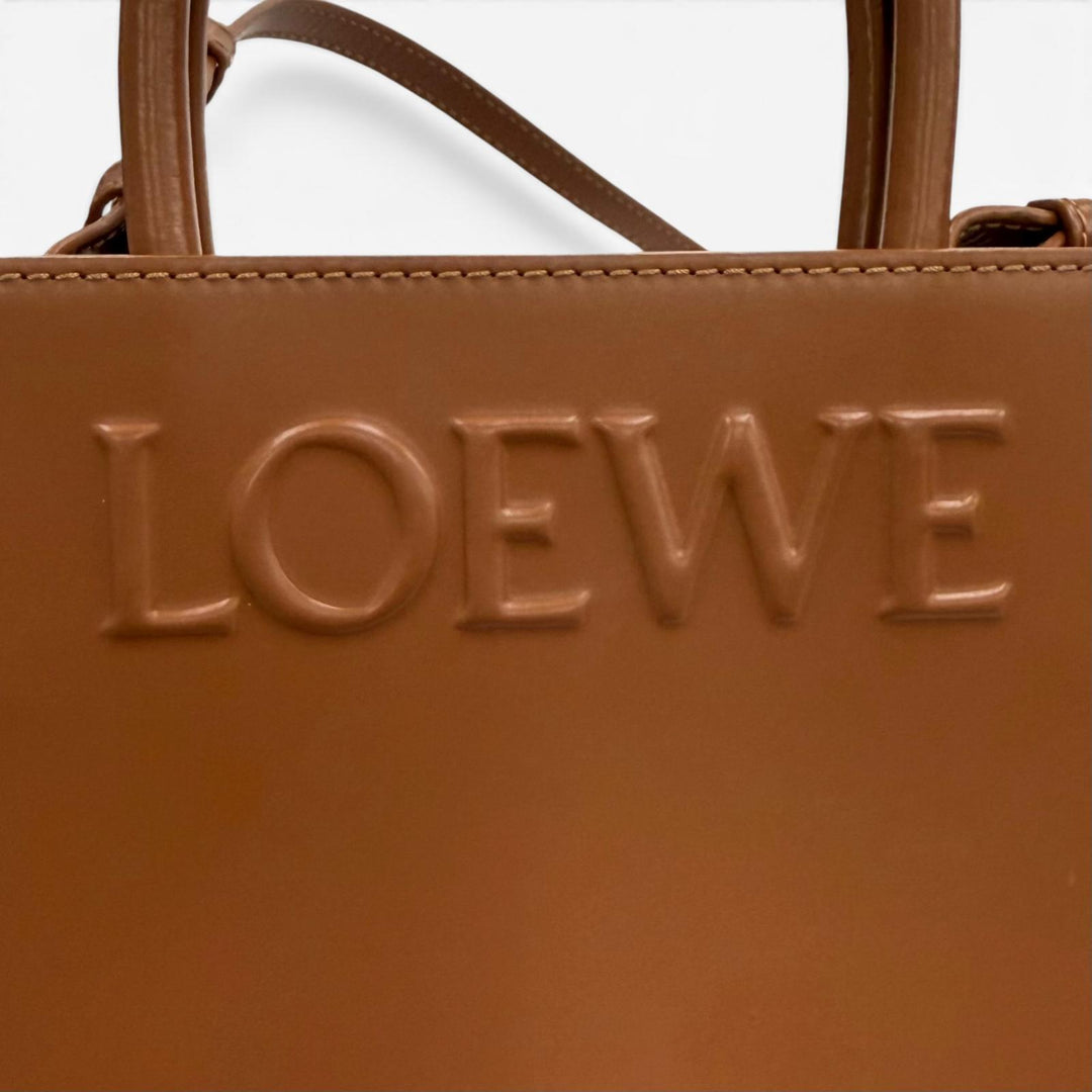 良品★LOEWE ロエベ A933S30X01 スタンダード A5 トート タン レザー 2WAY ショルダーバッグ トートバッグ スペイン製 レディース