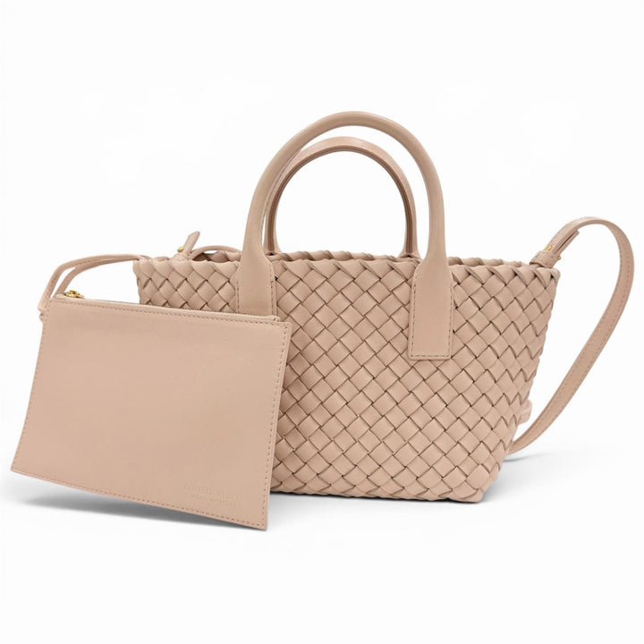 極美品◇BOTTEGAVENETA ボッテガヴェネタ 781670 イントレチャート ミニカバ ラムスキン ポーチ付 2WAYハンド ショルダーバッグ ピンク
