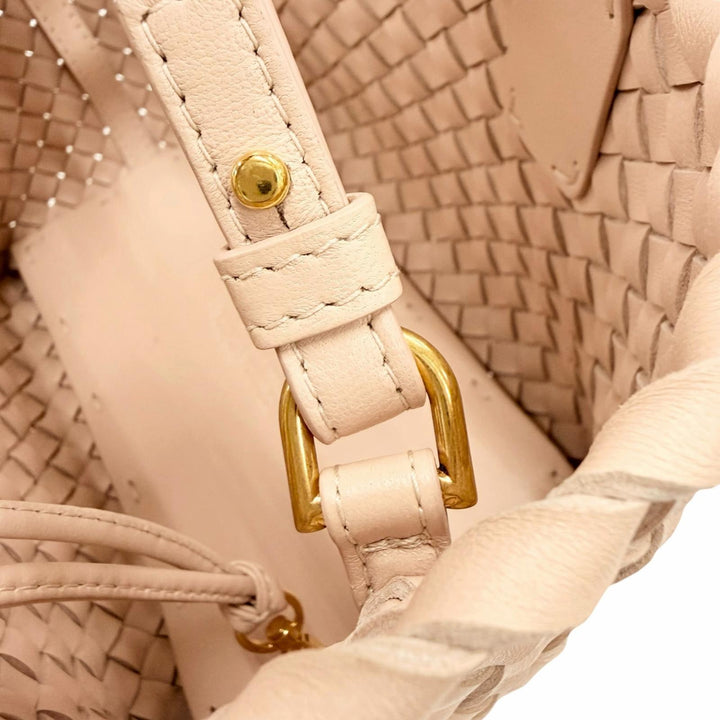 極美品◇BOTTEGAVENETA ボッテガヴェネタ 781670 イントレチャート ミニカバ ラムスキン ポーチ付 2WAYハンド ショルダーバッグ ピンク